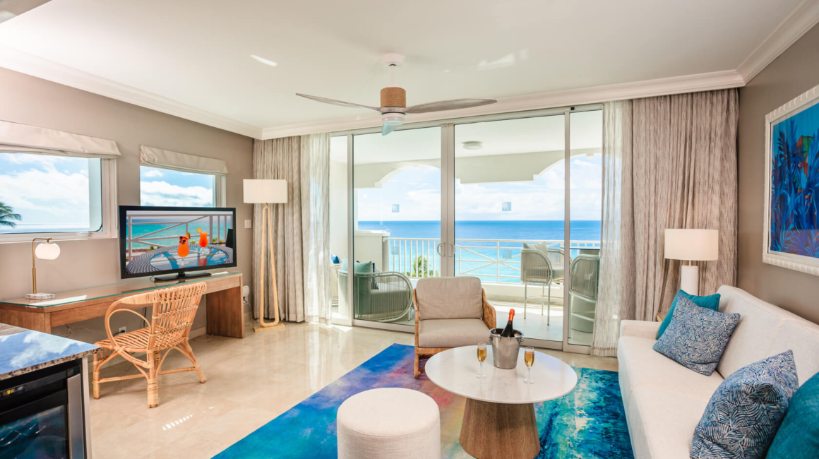 O2 Beach Club Luxury Concierge Two Bedroom Oceanfront Suite Living Room