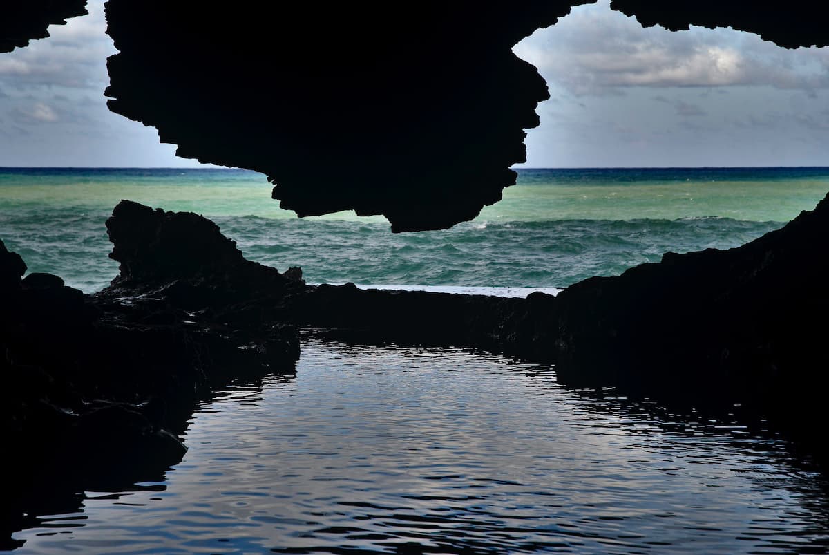 View of the ocean from inside the Animal Flower Cave